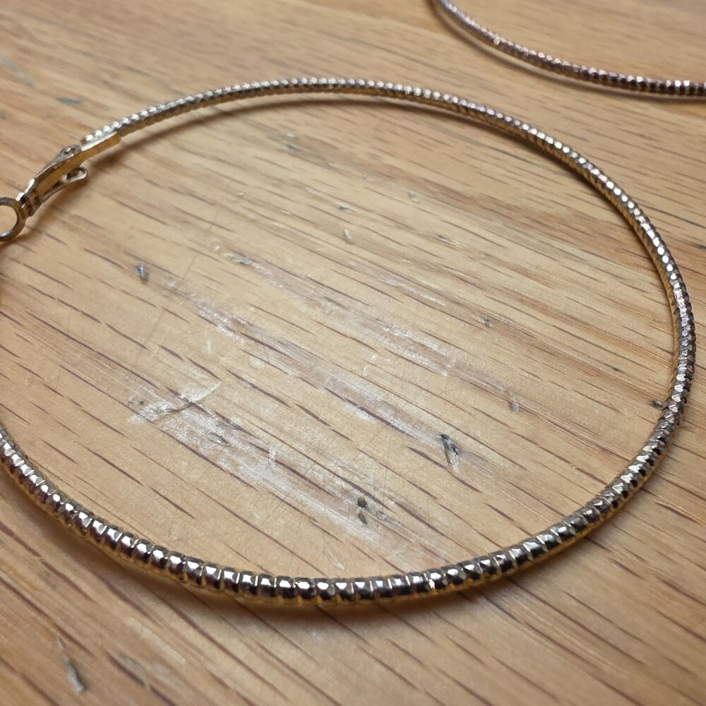 Etsy Large Textured Gold Tone Hoops - Picture 8 of 9